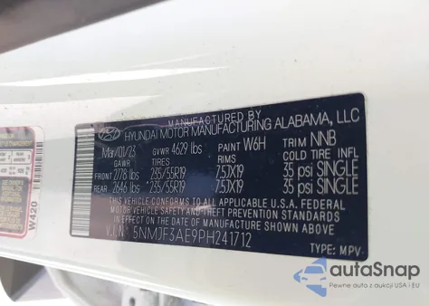 2023 Hyundai Tucson Sel z USA, uszkodzony, nr VIN 5NMJF3AE9PH241712